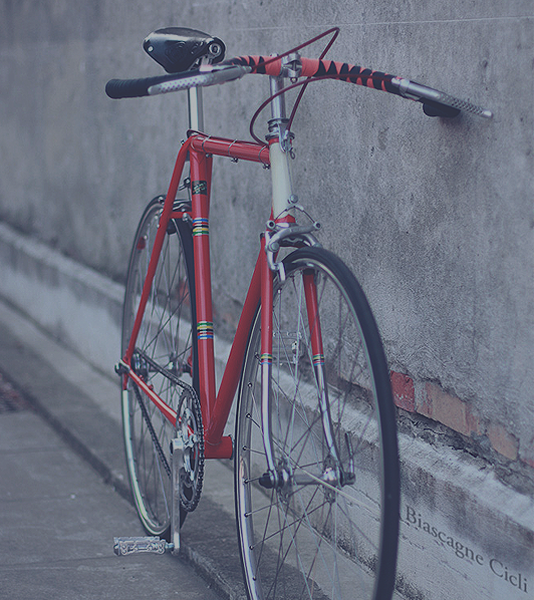 red steel retro singlspeed bike